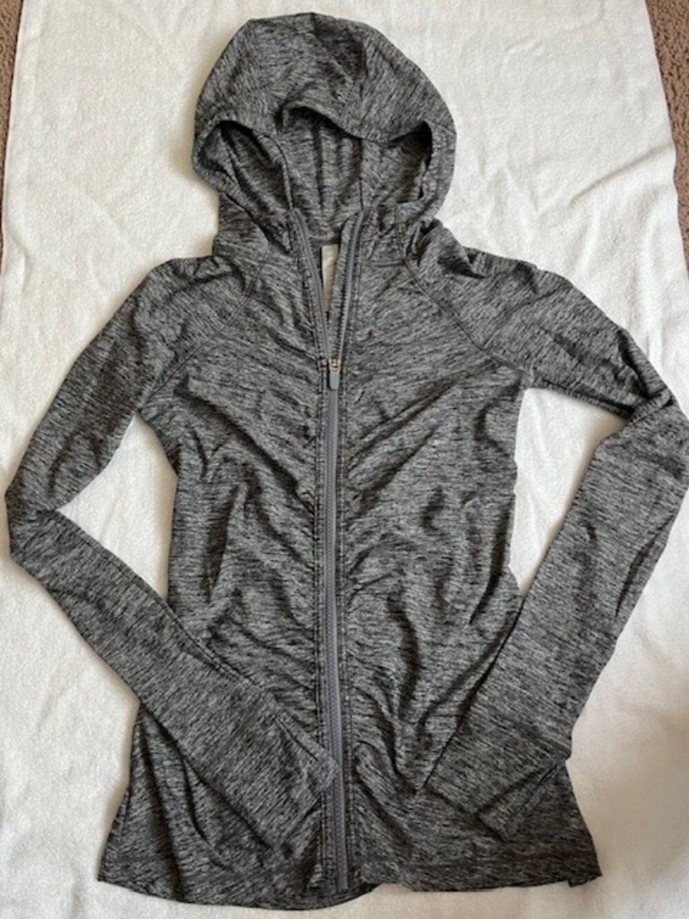 NEVER WORN Athleta Gray/Black Zip Hoodie Jacket with Back Zipper Pocket Size XXS
